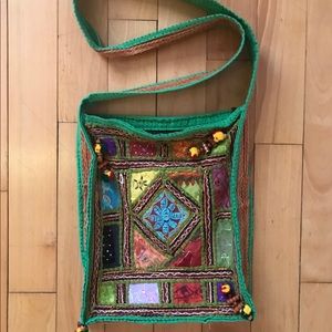 Embroidered sling crossbody “hippie” bag